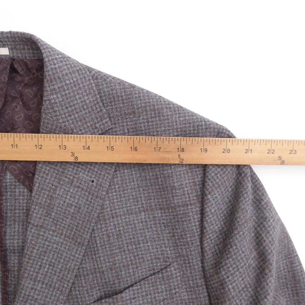 Joseph Abboud Mens Blazer Coat Brown Plaid Modern Fit Wool Heritage 48 Regular